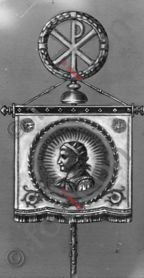 Labarum des Kaisers Konstantin | Labarum of the Emperor Constantine - Foto simon-107-049-sw.jpg | foticon.de - Bilddatenbank für Motive aus Geschichte und Kultur